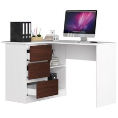 Письменный стол NORE B16, левый вариант, белый/темно-коричневый цена и информация | Компьютерные, письменные столы | 220.lv
