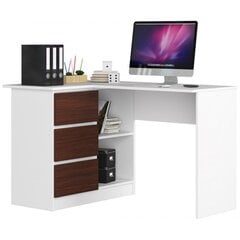 Письменный стол NORE B16, левый вариант, белый/темно-коричневый цена и информация | Компьютерные, письменные столы | 220.lv
