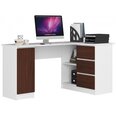 Письменный стол NORE B20, правый вариант, темно-коричневый/белый