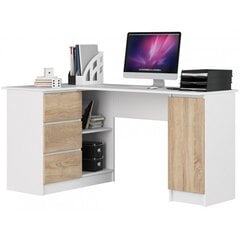 Письменный стол NORE B20, левый вариант, белый/цвета дуба цена и информация | Компьютерные, письменные столы | 220.lv