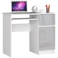 Письменный стол NORE Piksel, правый вариант, белый/светло-серый