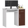Письменный стол NORE Pin, белый/темно-коричневый