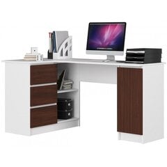 Письменный стол NORE B20, левый вариант, белый/темно-коричневый цена и информация | Компьютерные, письменные столы | 220.lv