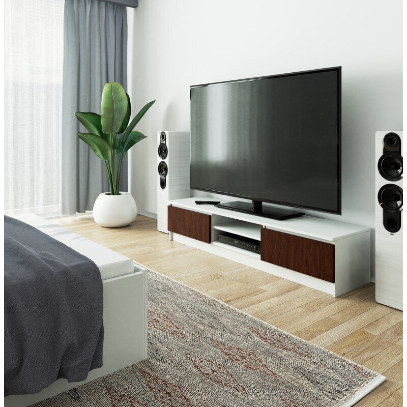 TV galdiņš NORE K160 2D 1P, balts/brūns цена и информация | TV galdiņi | 220.lv