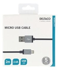 Deltaco MICRO-113F, USB-A/micro USB, 2 м цена и информация | Кабели для телефонов | 220.lv