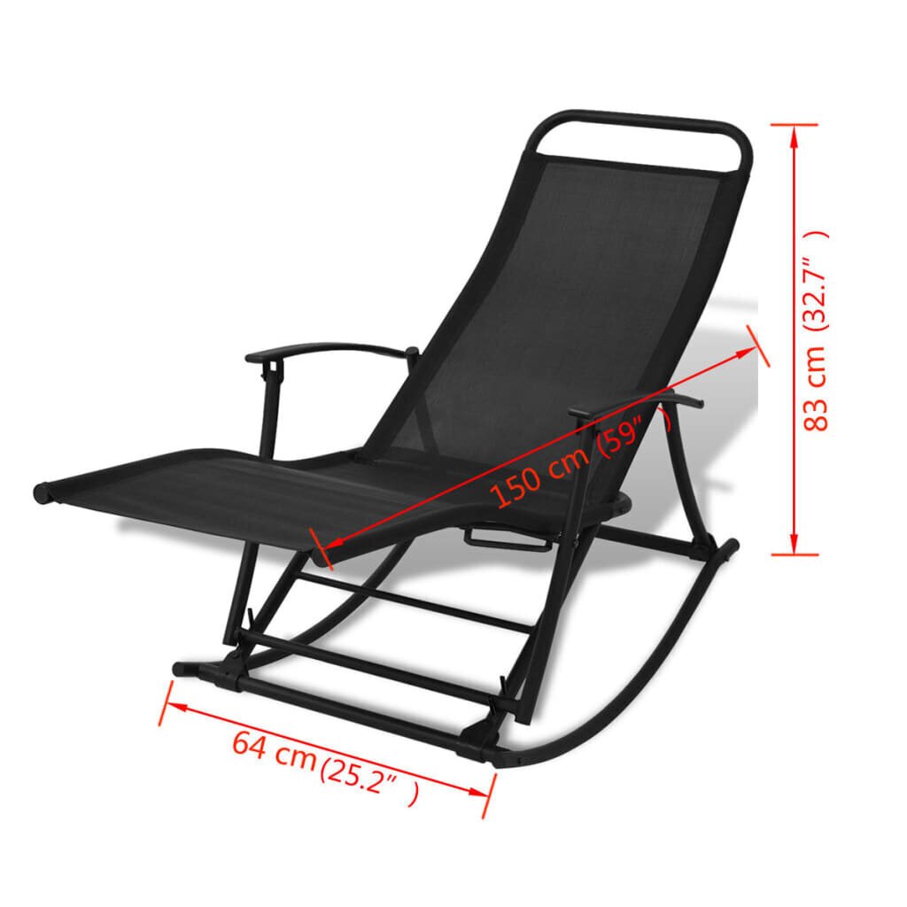 vidaXL dārza šūpuļkrēsls, tērauds un tekstilēns, melns цена и информация | Dārza krēsli | 220.lv