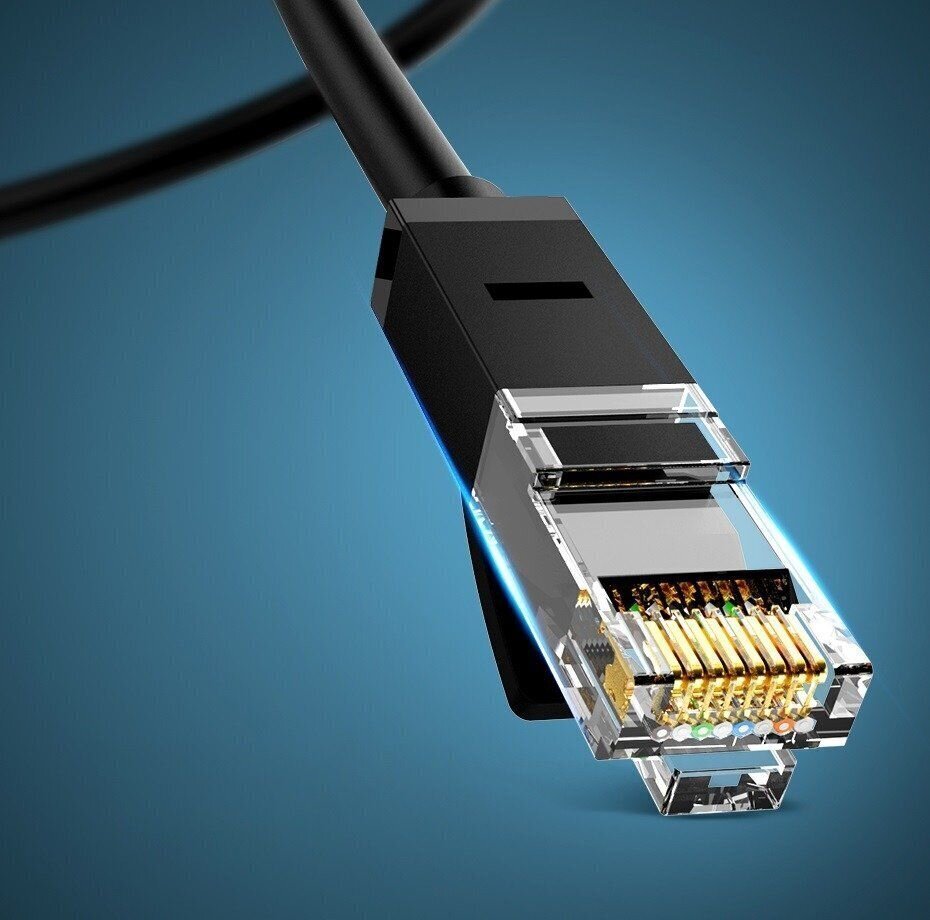 Tīkla kabelis Ugreen NW102 RJ45, Cat.6, UTP, 0,5 m, melns цена и информация | Kabeļi un vadi | 220.lv