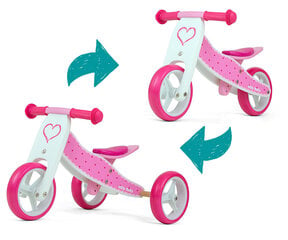 Balansa trīsritenis/velosipēds Milly Mally Jake Hearts, rozā цена и информация | Балансировочные велосипеды | 220.lv