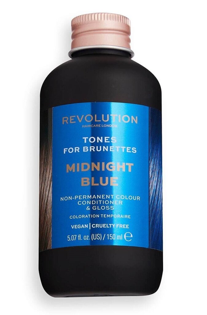 Daļēji noturīga matu krāsa brunetēm Revolution Haircare London Tones For Brunettes, 150 ml, Midnight Blue cena un informācija | Matu krāsas | 220.lv