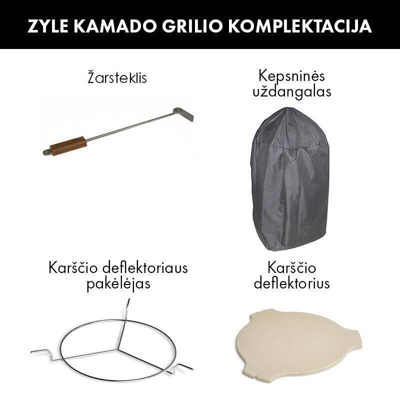 Kamado grils ar piederumiem Zyle 39,8 cm, Starter, ZY16KSGRSET, zaļš cena un informācija | Grili | 220.lv