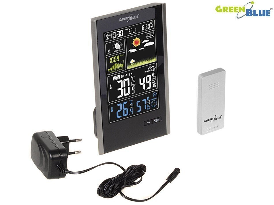 DCF bezvadu meteoroloģiskā stacija GreenBlue GB520 cena un informācija | Meteostacijas, āra termometri | 220.lv