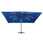 vidaXL saulessargs ar LED un alumīnija kātu, 400x300 cm, debeszils cena un informācija | Saulessargi, markīzes un statīvi | 220.lv
