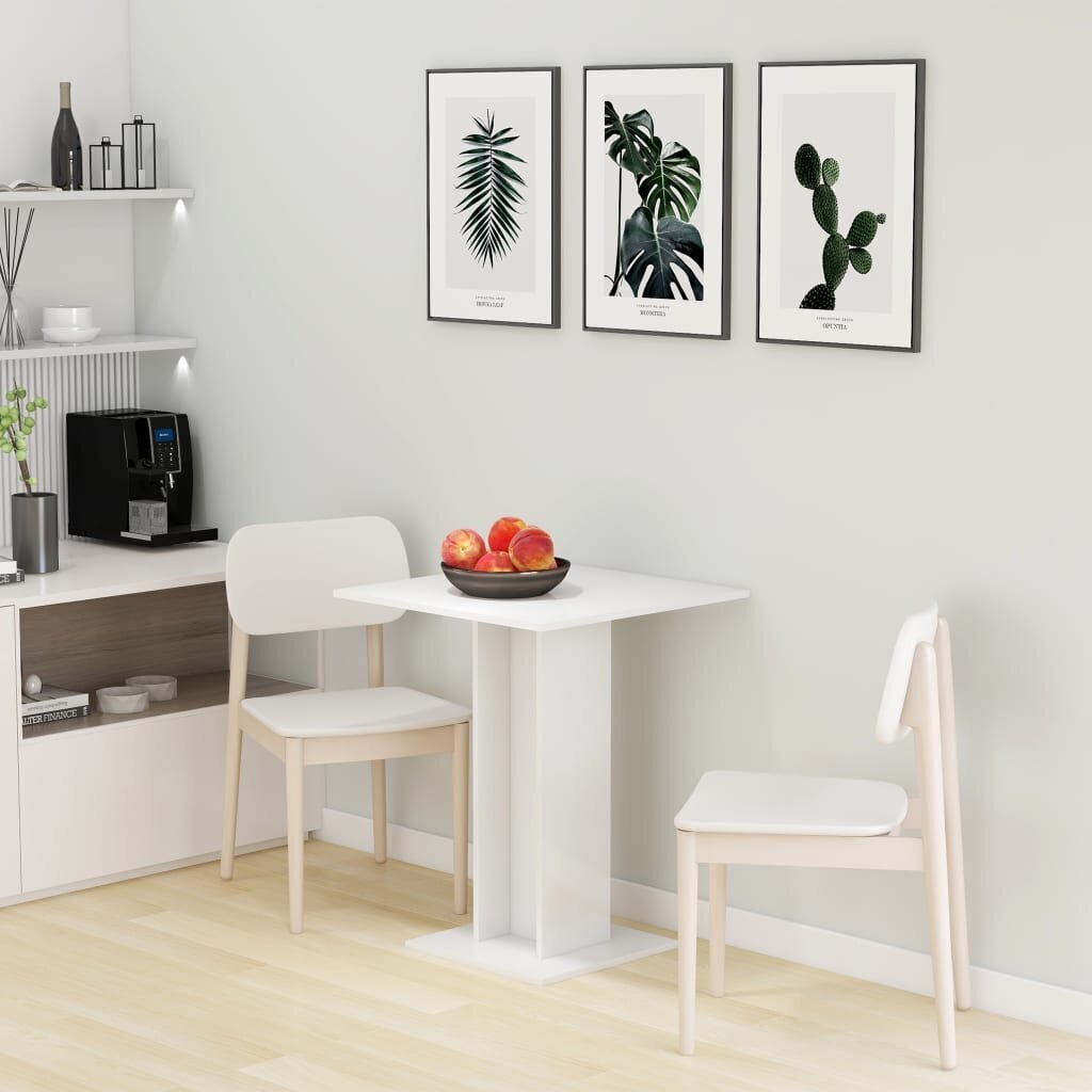vidaXL bistro galds, spīdīgi balts, 60x60x75 cm, kokskaidu plāksne цена и информация | Virtuves galdi, ēdamgaldi | 220.lv