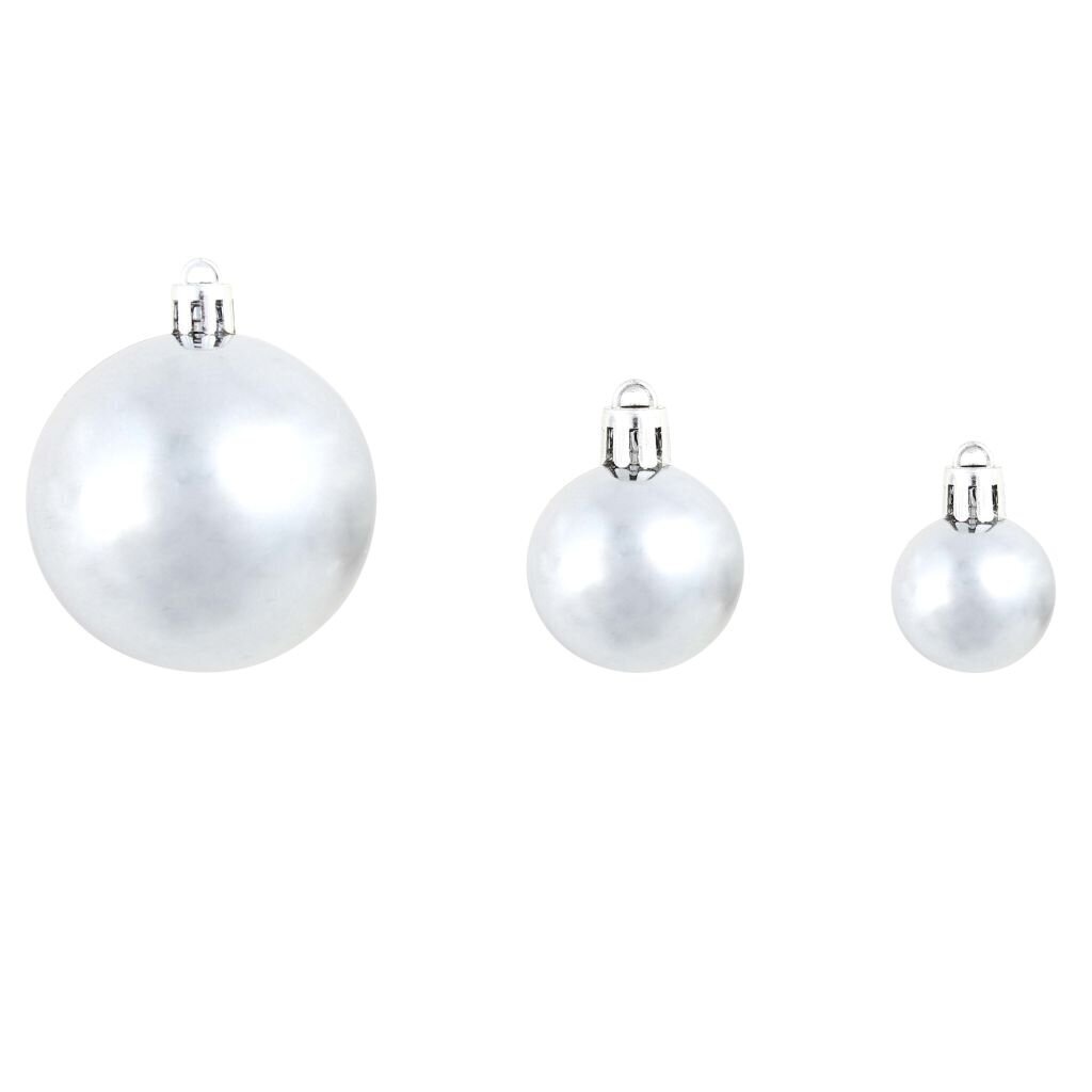 vidaXL Ziemassvētku bumbas, 100 gab., 6 cm, baltas, pelēkas цена и информация | Eglīšu rotājumi | 220.lv