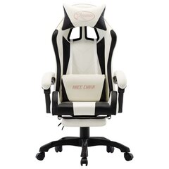 vidaXL biroja krēsls ar kāju balstu, melna un balta mākslīgā āda цена и информация | Офисные кресла | 220.lv