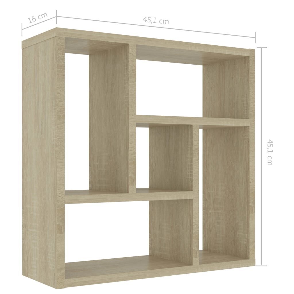 vidaXL sienas plaukts, ozolkoka krāsa, 45,1x16x45,1 cm, skaidu plāksne cena un informācija | Plaukti | 220.lv