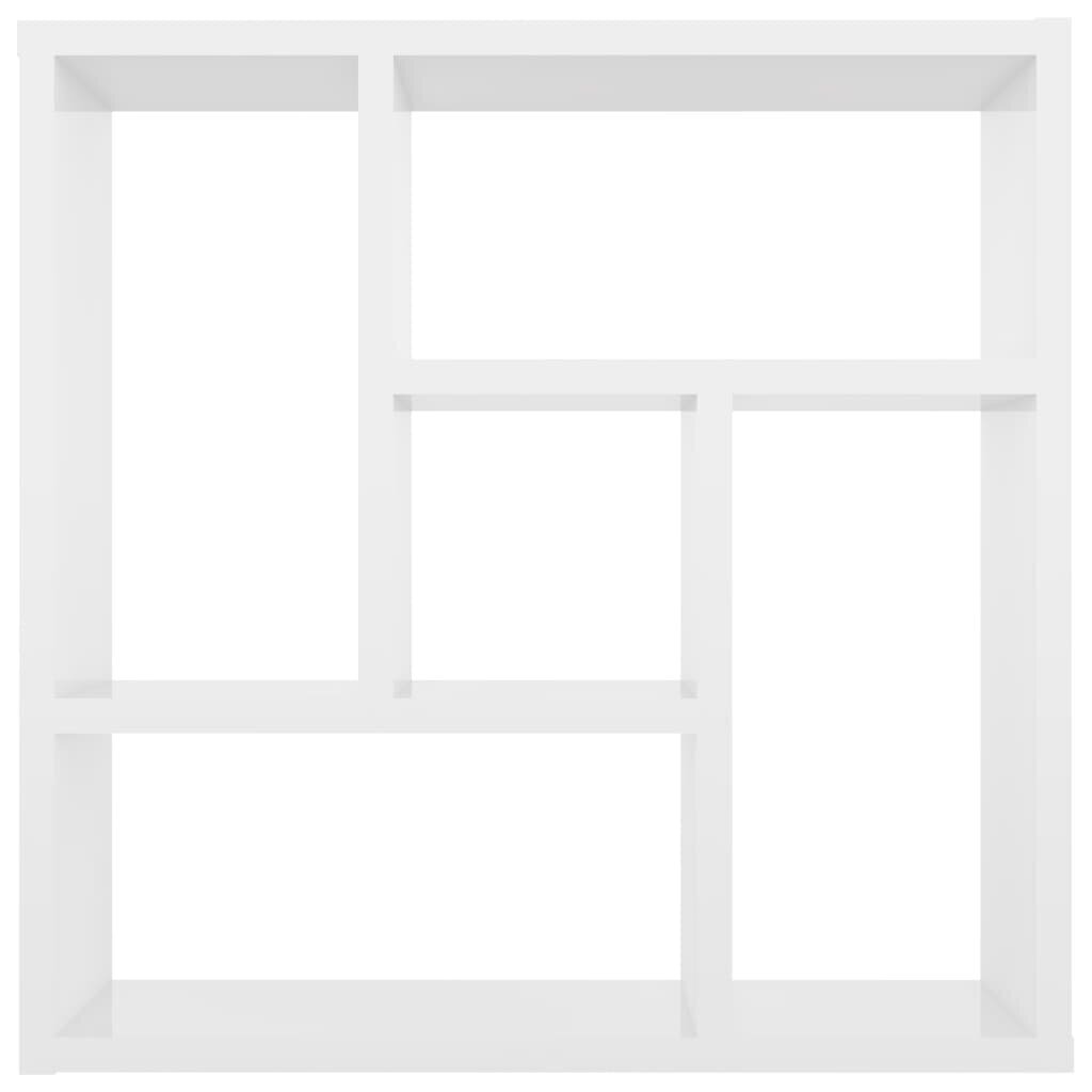 vidaXL sienas plaukts, spīdīgi balts, 45,1x16x45,1 cm, skaidu plāksne cena un informācija | Plaukti | 220.lv