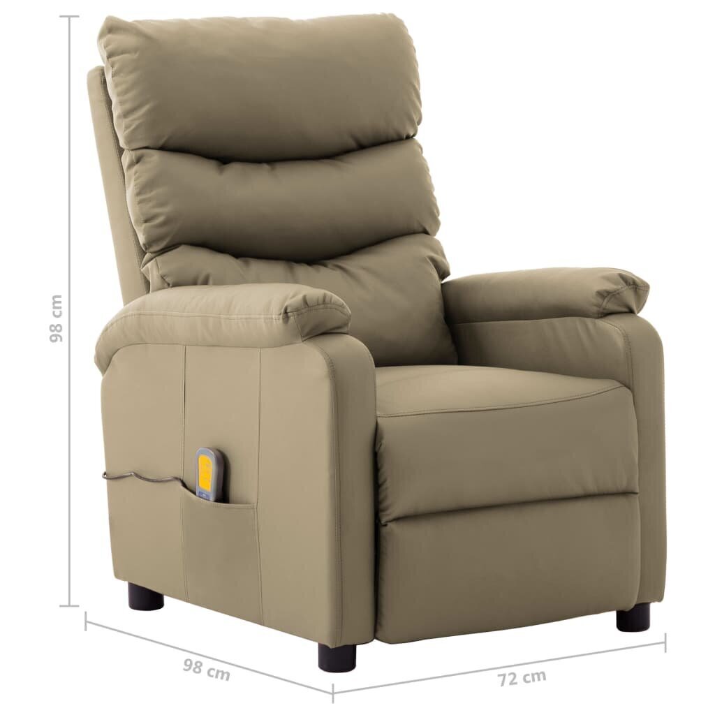 vidaXL masāžas krēsls, atgāžams, kapučīno krāsas mākslīgā āda cena un informācija | Atpūtas krēsli | 220.lv