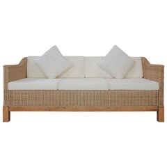 Трехместный диван с подушками, натуральный ротанг цена и информация | Диваны | 220.lv