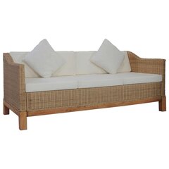 vidaXL trīsvietīgs dīvāns ar matračiem, dabīga rotangpalma cena un informācija | Dīvāni | 220.lv