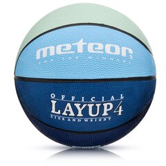 Баскетбольный мяч Meteor LAYUP #4 , Серый/Синий цена и информация | Баскетбольные мячи | 220.lv