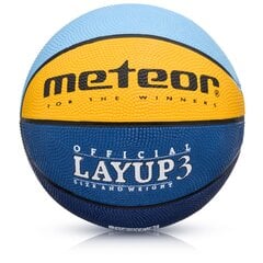 Basketbola bumba Meteor Layup 3 Zila/ dzeltena/ zaļa cena un informācija | Basketbola bumbas | 220.lv
