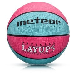 Баскетбольный мяч Meteor LAYUP #5 , Розовый/Синий цена и информация | Баскетбольные мячи | 220.lv