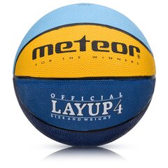 Баскетбольный мяч Meteor LAYUP # 4 Синий / Желтый / Зеленый цена и информация | Баскетбольные мячи | 220.lv