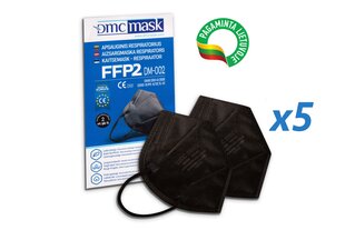 DMC MASK FFP2 respirators DM-002 Melns (2gab.), Ražots LIETUVĀ cena un informācija | Galvas aizsargi | 220.lv