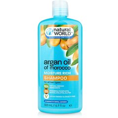 Natural World Margan Argan Oil Moisture Rich šampūns 500ml cena un informācija | Šampūni | 220.lv