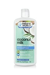 Natural World Kokosriekstu piena mitrināšanas un spīduma šampūns 500ml cena un informācija | Šampūni | 220.lv