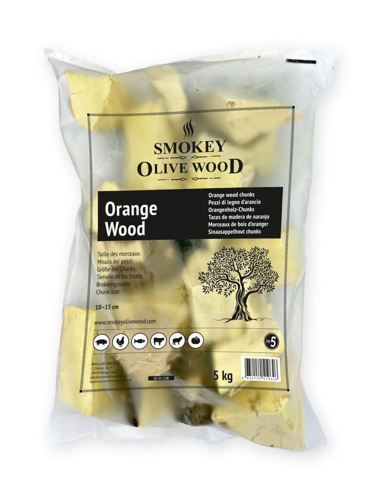 Koksnes gabali kūpināšanai SMOKEY OLIVE WOOD Orange (Apelsīnkoks) No.5, 5kg цена и информация | Kūpinātavas, piederumi | 220.lv