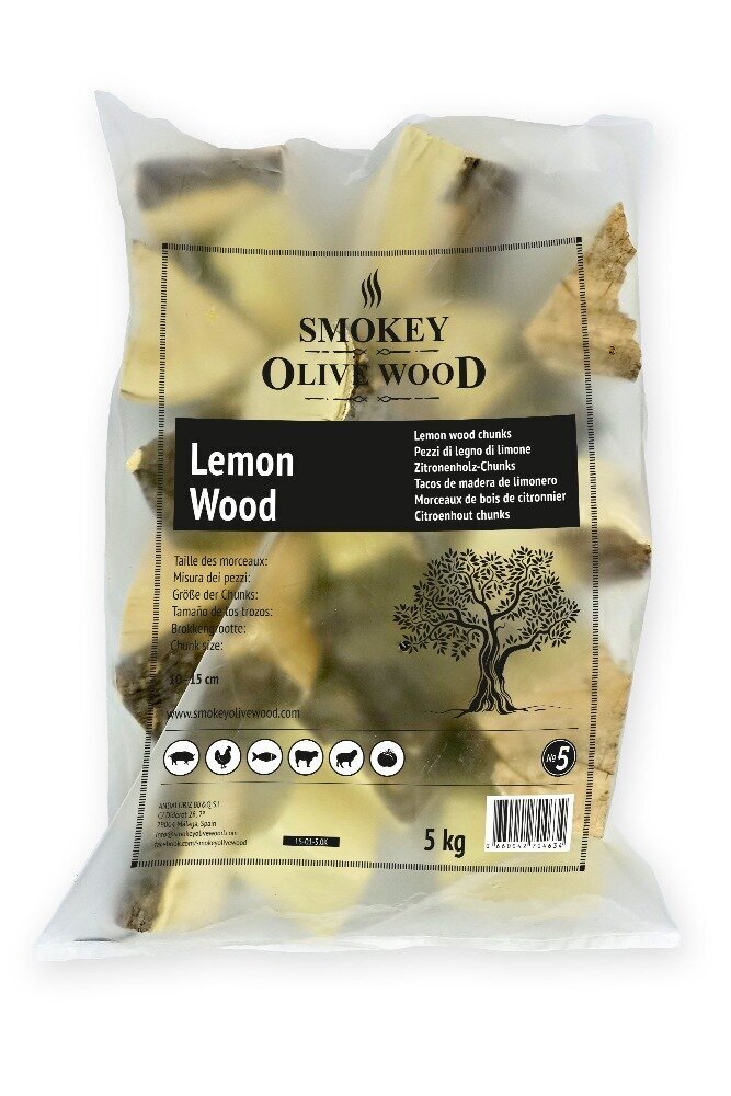 Koksnes gabali kūpināšanai SMOKEY OLIVE WOOD Lemon (Citronkoks) No.5, 5 kg cena un informācija | Kūpinātavas, piederumi | 220.lv