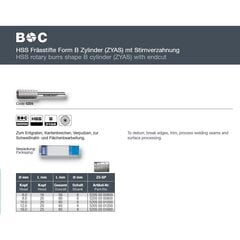 HSS борфреза цилиндрической B формы Bohrcraft (Ø 8 мм) цена и информация | Фрезы | 220.lv