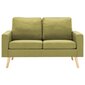 vidaXL divvietīgs dīvāns, zaļš audums cena un informācija | Dīvāni | 220.lv