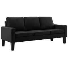 vidaXL trīsvietīgs dīvāns, melna mākslīgā āda cena un informācija | Dīvāni | 220.lv