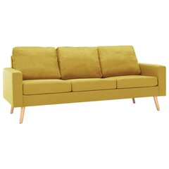 vidaXL trīsdaļīgs dīvānu komplekts, dzeltens audums cena un informācija | Dīvānu komplekti | 220.lv