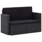 vidaXL divvietīgs dārza dīvāns ar matračiem, melna PE rotangpalma cena un informācija | Dārza krēsli | 220.lv