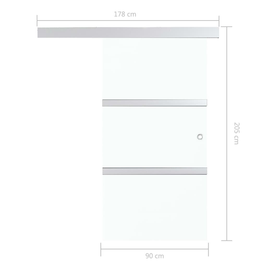 vidaXL bīdāmās durvis, ESG stikls un alumīnijs, 90x205 cm цена и информация | Iekšdurvis | 220.lv