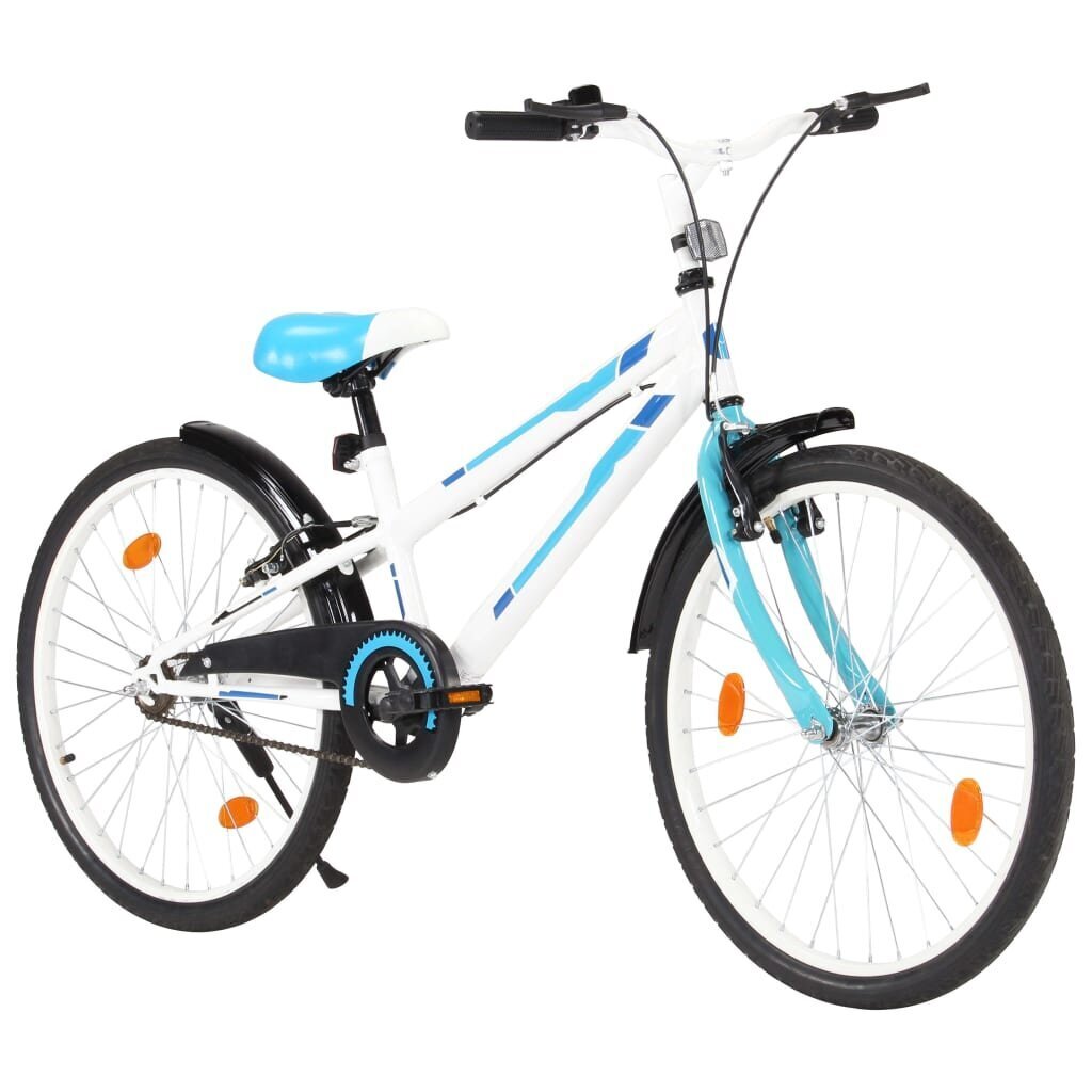 vidaXL bērnu velosipēds, 24 collas, zils ar baltu цена и информация | Velosipēdi | 220.lv