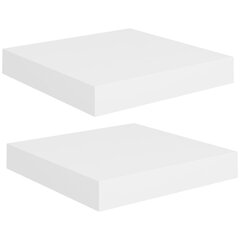 vidaXL sienas plaukti, 2 gab., balti, 23x23,5x3,8 cm, MDF cena un informācija | Plaukti | 220.lv