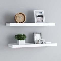 vidaXL sienas plaukti ar apmalēm, 2 gab., balti, 40x9x3 cm, MDF цена и информация | Полки | 220.lv