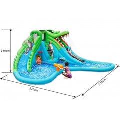 Piepūšamais batuts ar ūdens atrakcijām 4IQ Krokodils, zils cena un informācija | Piepūšamās rotaļlietas un pludmales preces | 220.lv
