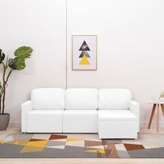 vidaXL dīvāngulta, trīsvietīga, pārveidojama, balta mākslīgā āda cena un informācija | Dīvāni | 220.lv