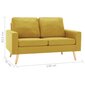 vidaXL divdaļīgs dīvānu komplekts, dzeltens audums cena un informācija | Dīvāni | 220.lv
