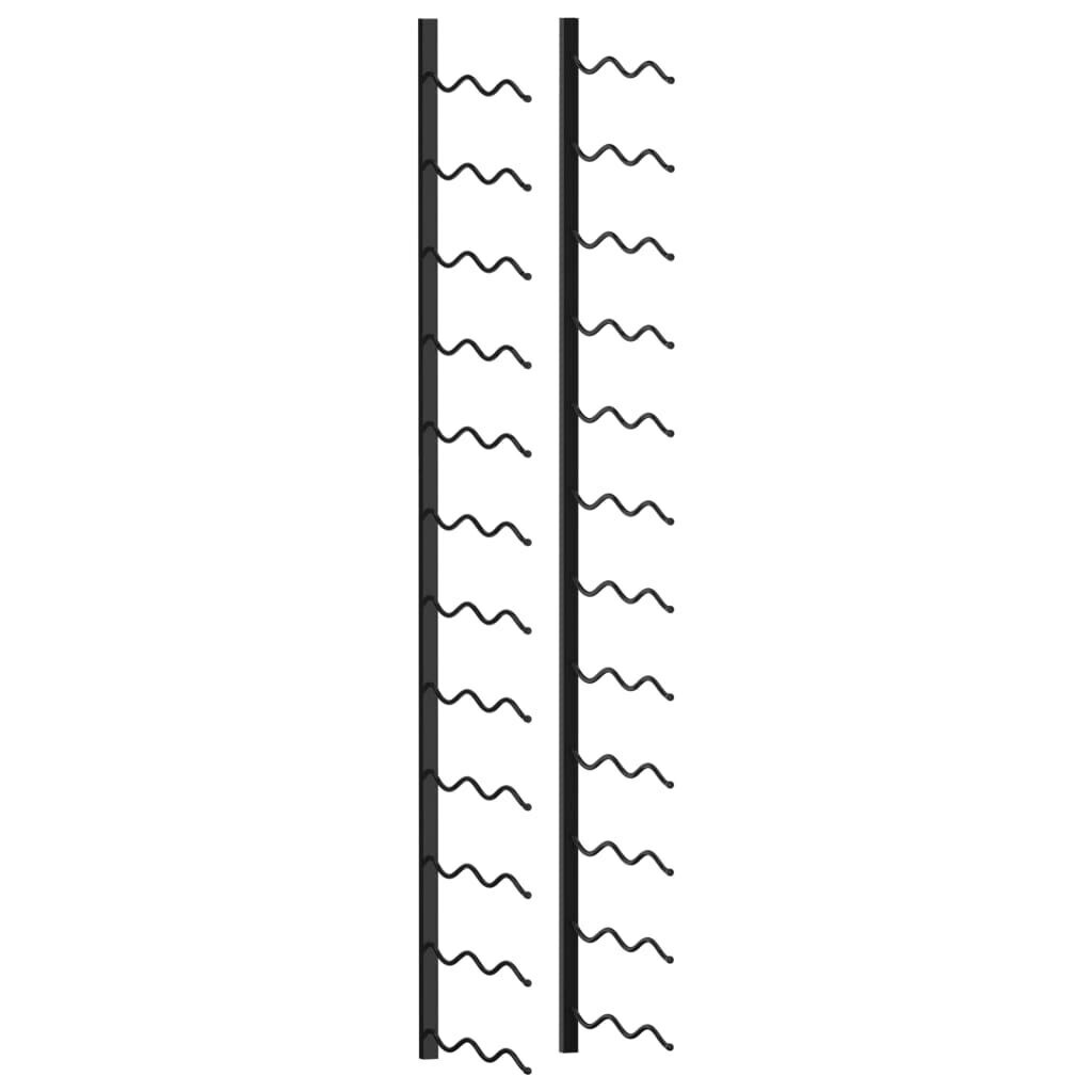 vidaXL sienas vīna pudeļu plaukts 24 pudelēm, melna dzelzs цена и информация | Virtuves piederumi | 220.lv
