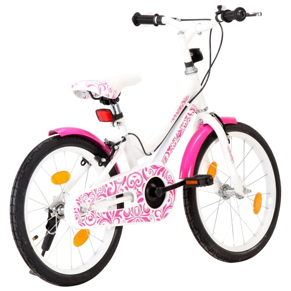 vidaXL bērnu velosipēds, 18 collas, rozā ar baltu цена и информация | Velosipēdi | 220.lv