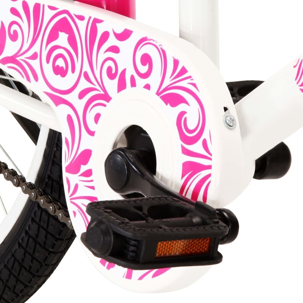 vidaXL bērnu velosipēds, 18 collas, rozā ar baltu цена и информация | Velosipēdi | 220.lv