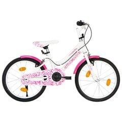 vidaXL bērnu velosipēds, 18 collas, rozā ar baltu cena un informācija | Velosipēdi | 220.lv