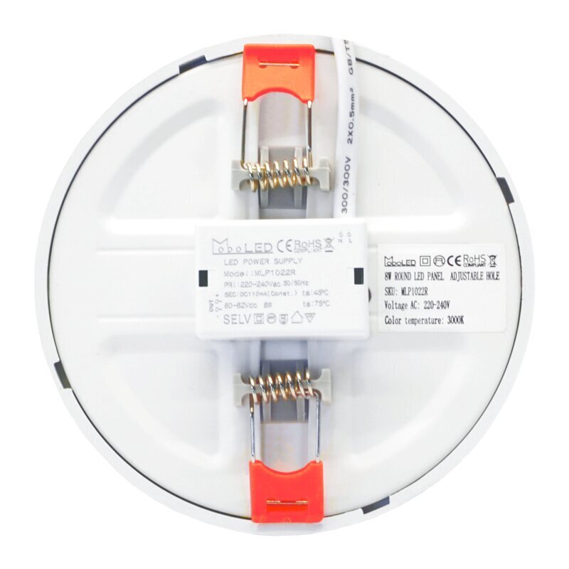 Iebūvējamais apaļš LED panelis ar regulējamām atsperēm "MODOLED" 8W цена и информация | Iebūvējamās lampas, LED paneļi | 220.lv
